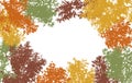 Autumn frame of deciduous branches of trees, silhouette, background. Vector illustration