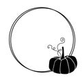 Autumn frame with pumpkin. Fall, Halloween, Thanksgiving day Hand drawn decor element. Design for Card, t-shirt