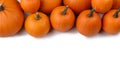 Autumn frame of pumpkins on white Royalty Free Stock Photo