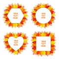 Autumn frames with leaves. Fall wreaths. Invitation templates with yellow and orange leaves