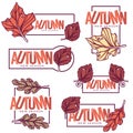 Autumn frames, stickers, emblems,