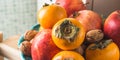 Autumn fresh fruit food in the kitchen