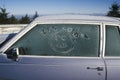 Autumn frost on a car window on Skyline Drive Route 7A, Summit of Mt. Equinox in Vermont