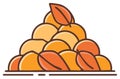 Autumn Fruits Pile Illustration with Falling Leaf Graphic Style Image Royalty Free Stock Photo