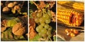 Collage with autumn fruits and vegetables Royalty Free Stock Photo