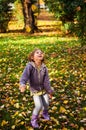 Autumn fun, happy child