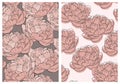 Autumn Garden Print with Pale Pink-Brown Peonies.