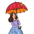 Autumn. girl with umbrella