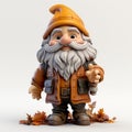 Autumn gnome isolated on white background, created with generative AI