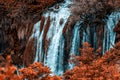 Autumn gold Kravice waterfall on the Trebizat River in Bosnia and Herzegovina. Fall  Miracle of Nature in Bosnia and Herzegovina. Royalty Free Stock Photo