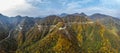 Autumn golden mountains in Guangwu mountain Royalty Free Stock Photo