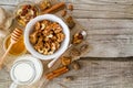 Autumn granola with nuts and yogurt
