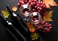 Autumn grape leaf, wine bottle, red wine generated by AI Royalty Free Stock Photo