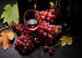 Autumn grape leaf, wine glass, nature elegance generated by AI