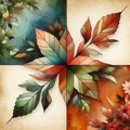 autumn graphics consisting of four parts Quadriptych Royalty Free Stock Photo