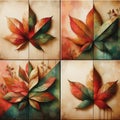 autumn graphics consisting of four parts Quadriptych Royalty Free Stock Photo