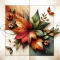 autumn graphics consisting of four parts Quadriptych Royalty Free Stock Photo