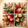 autumn graphics consisting of four parts Quadriptych Royalty Free Stock Photo