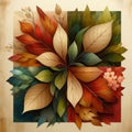 autumn graphics consisting of four parts Quadriptych Royalty Free Stock Photo