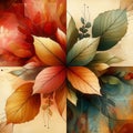autumn graphics consisting of four parts Quadriptych Royalty Free Stock Photo