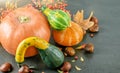 Autumn Halloween background with assortment of pumpkins Royalty Free Stock Photo