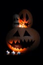 Autumn Halloween Pumpkin family Isolated on Black Background