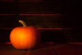 Autumn halloween pumpkins on dark wooden background