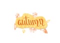 Autumn handwritten lettering with leaves decoration. Vector illustration. Royalty Free Stock Photo