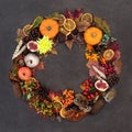 Autumn Harvest Festival Wreath with Flora and Fauna