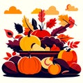 Autumn harvest. Harvesting season. Fall season. Vector illustration Generative AI