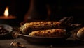 Autumn harvest organic corn on the cob, rustic pumpkin, healthy meal generated by AI