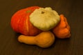 Autumn harvest - pumpkins and squash. Pumpkin and zucchini varieties.