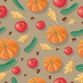 Autumn Harvest Seamless Pattern Illustration