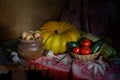 Autumn harvest vegetables.Still life of ripe vegetables on the table.Harvest festival Royalty Free Stock Photo