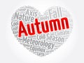 Autumn Heart Word Cloud Collage, Concept Background