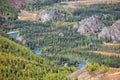 Autumn highland landscape. Altai river Chuya surrounded by mountains. Altai, Russia Royalty Free Stock Photo