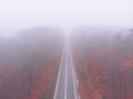 autumn highway road mist foggy weather Royalty Free Stock Photo