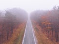 autumn highway road mist foggy weather Royalty Free Stock Photo