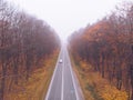 autumn highway road mist foggy weather Royalty Free Stock Photo