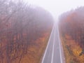 autumn highway road mist foggy weather Royalty Free Stock Photo