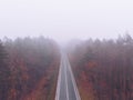 autumn highway road mist foggy weather Royalty Free Stock Photo