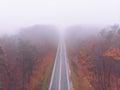 autumn highway road mist foggy weather Royalty Free Stock Photo