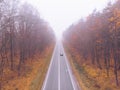 autumn highway road mist foggy weather Royalty Free Stock Photo