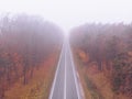 autumn highway road mist foggy weather Royalty Free Stock Photo