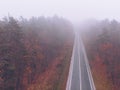 autumn highway road mist foggy weather Royalty Free Stock Photo