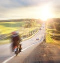 Autumn highway travel cars blur Royalty Free Stock Photo