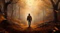 Autumn Hike: Daniel Walking Through The Enchanting Forest