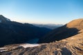 Autumn hike to grosses Wiesbachhorn in glocknergruppe hohe tauern in austria