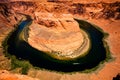 Autumn holiday concept. Landscape of Horseshoe Bend of Colorado River near Grand Canyon. Royalty Free Stock Photo