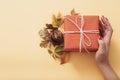 Autumn holiday present congratulation gift box